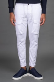 Calça Chino Slim Com Bolso Cargo - Branco - 38