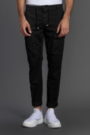 Calça Chino Slim Com Bolso Cargo - Preto - 38