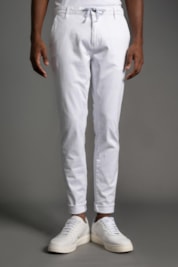 Calça Chino Slim Com Cordão - Branco - 38