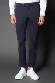 Calça Slim Malha Bolso Faca Meio Elástico - Marinho Noite - 38