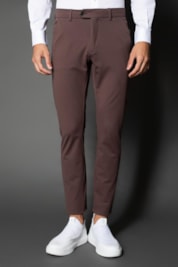 Calça Slim Malha Pima - Marrom - 38