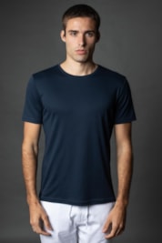 Camiseta Manga Curta Básica Slim Gola Redonda Pima - Marinho - G