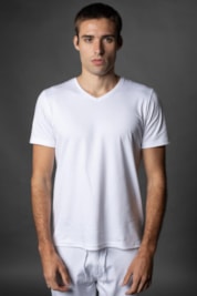 Camiseta Manga Curta Slim Pima Gola v - Branco - P