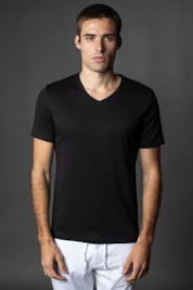 Camiseta Manga Curta Slim Pima Gola v - Preto - M