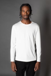 Camiseta Manga Longa Gola Slim Gola Redonda - Off White - P