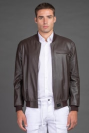 Jaqueta Bomber Couro - Marrom - M