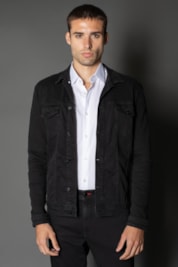 Jaqueta Jeans Slim Botões Metálicos - Preto - P