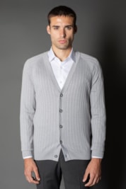 Malha Manga Longa Raglan Gola Xale - Cinza Claro - P