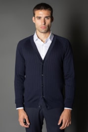 Malha Manga Longa Raglan Gola Xale - Marinho - P