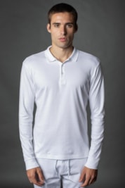 Polo Manga Longa Slim 3 Botoes Pima - Branco - M